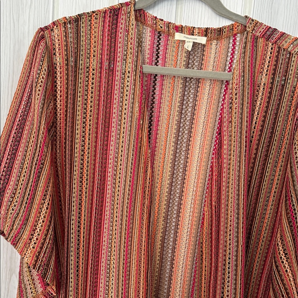 Maurices Pink and Orange Striped Kimono